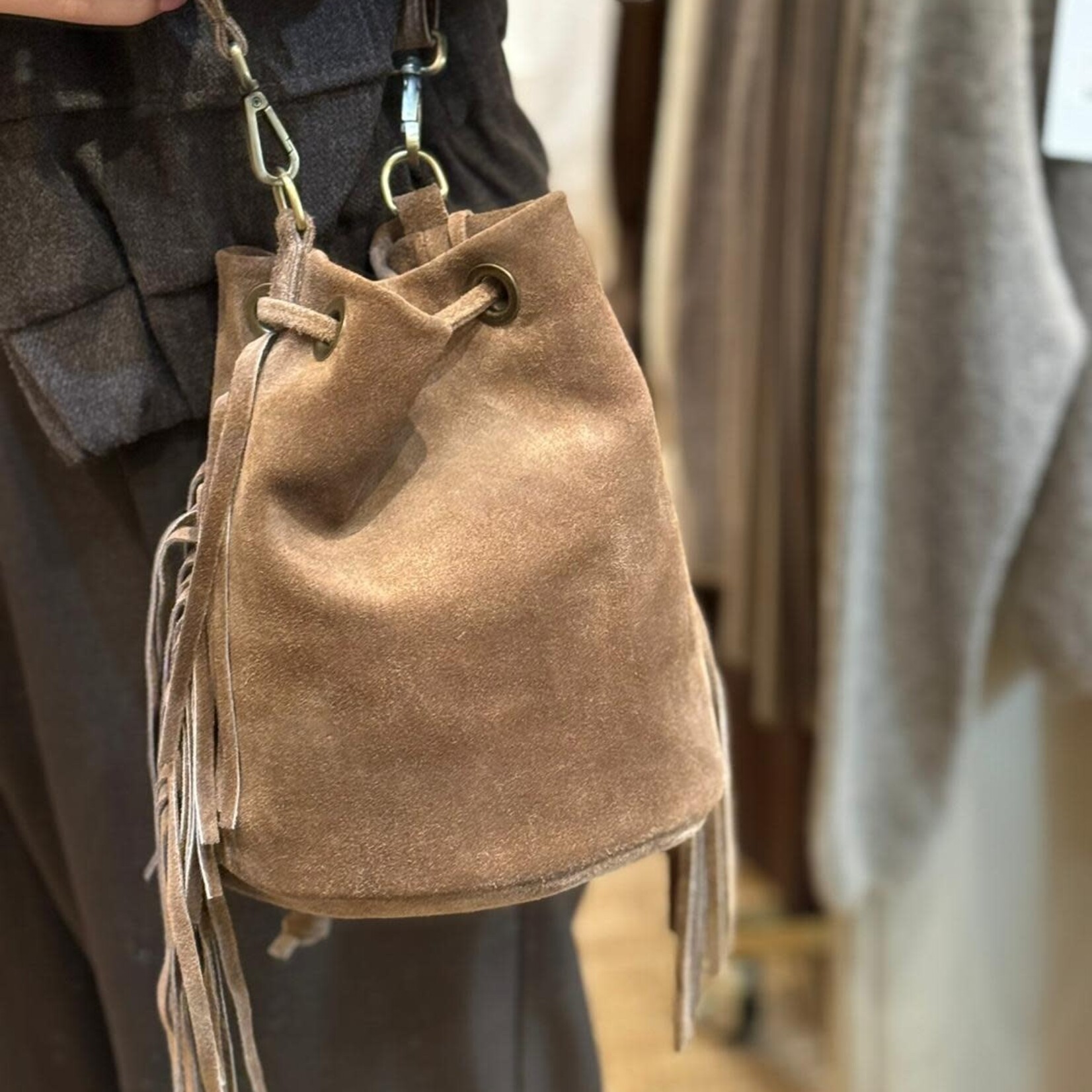 Silvie suede tas  bruin