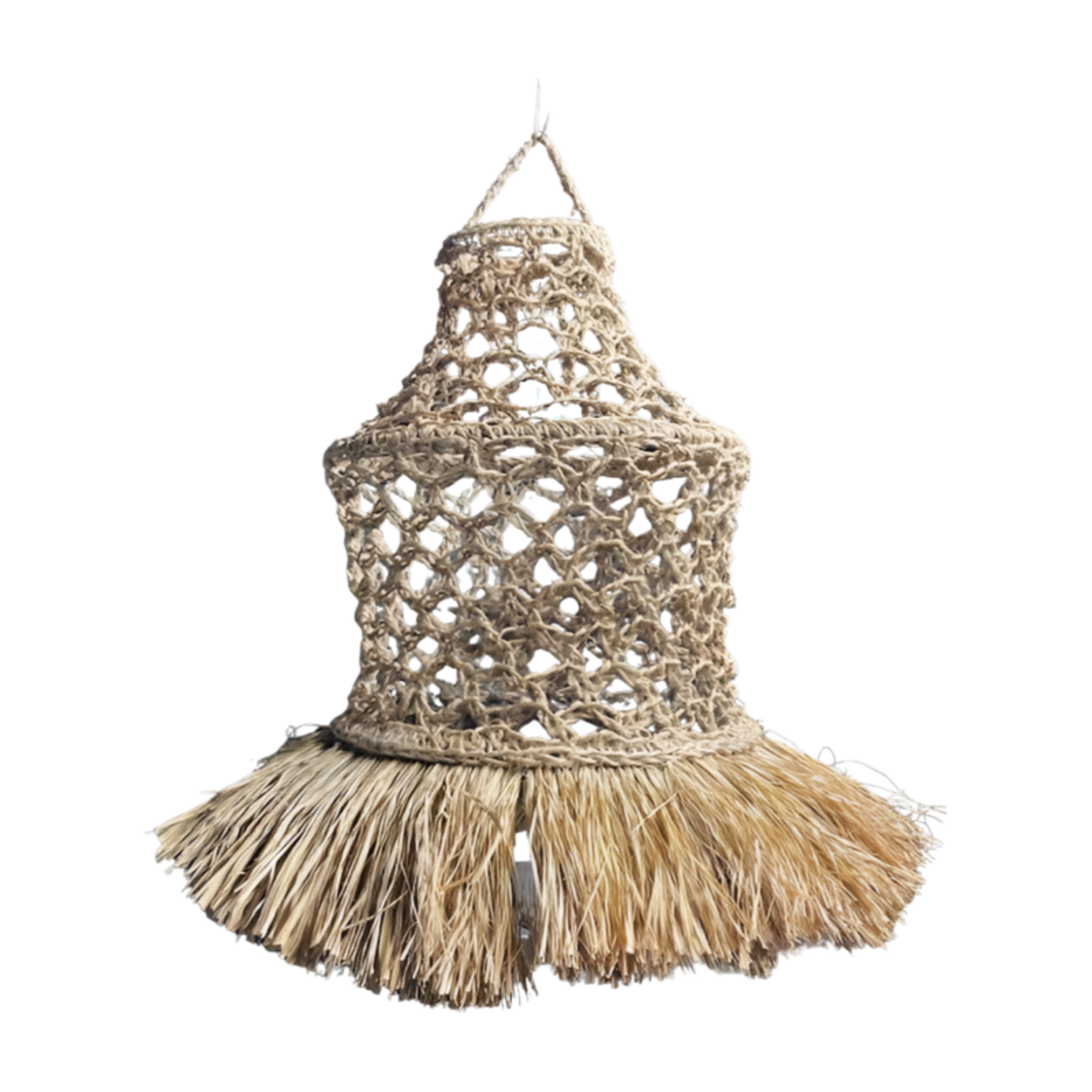 Gehaakte lamp van Jutte met raffia