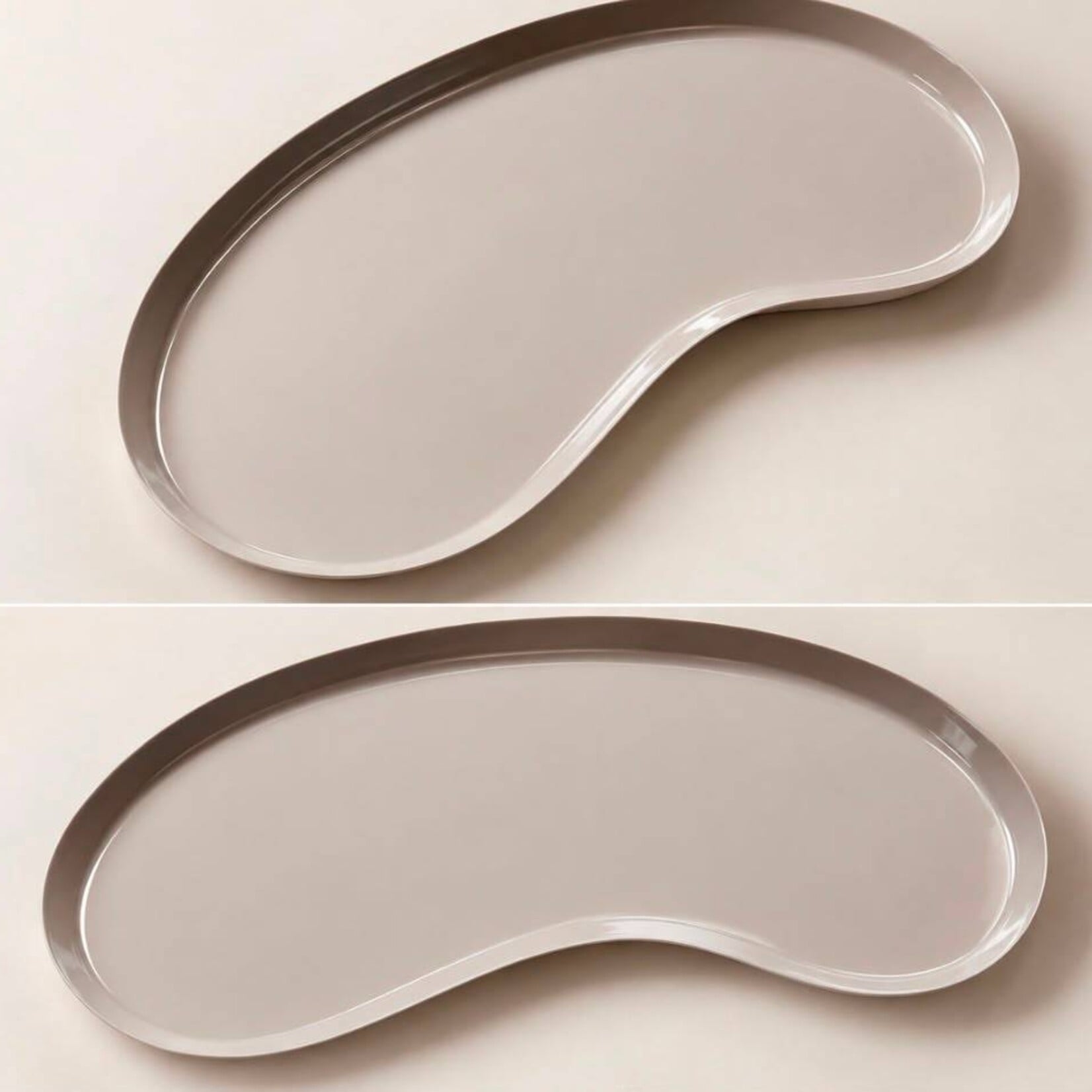 Metalen dienblad Kidney glossy sand