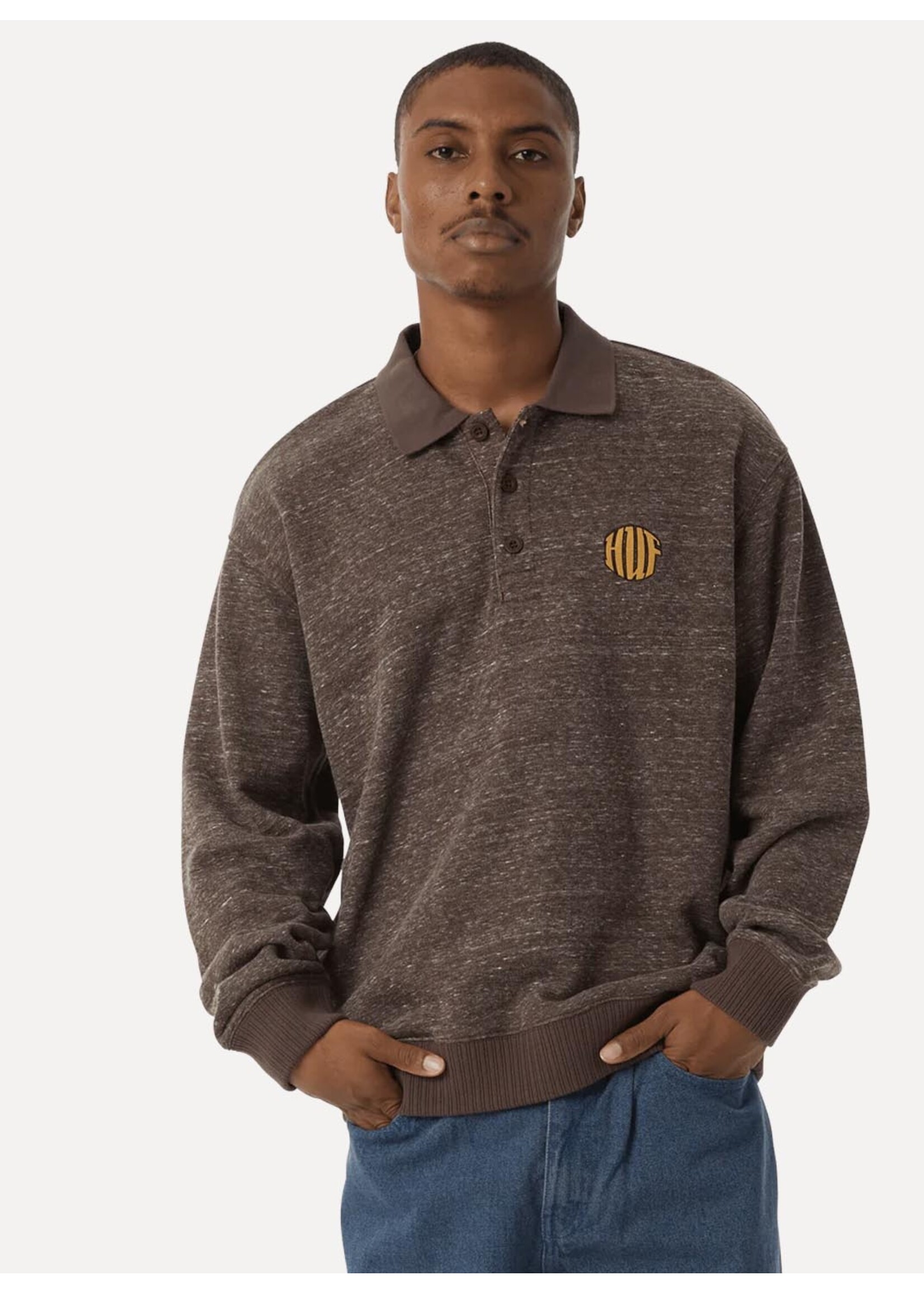 HUF Winston Polo Fleece Coffee FL00216-COFFE