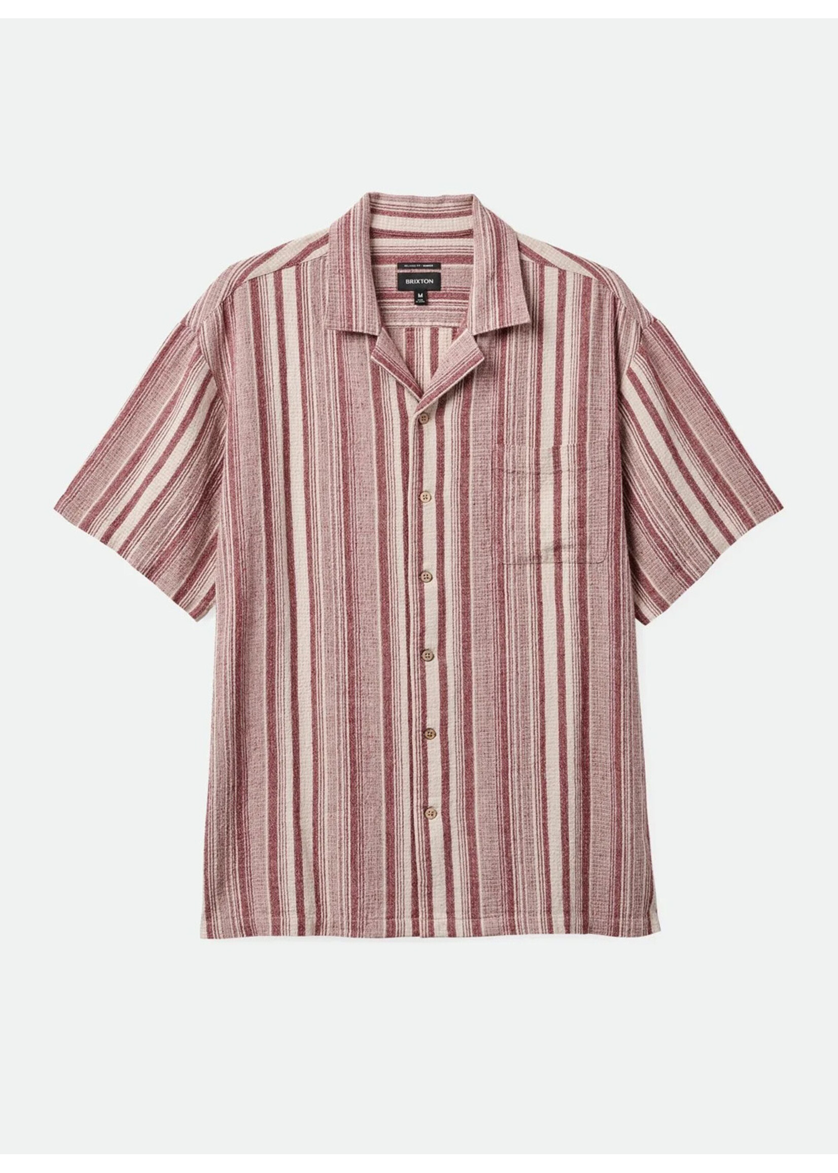 Brixton Bunker Seersucker S/S Wvn Cranberry Juice 01397-CRJOW