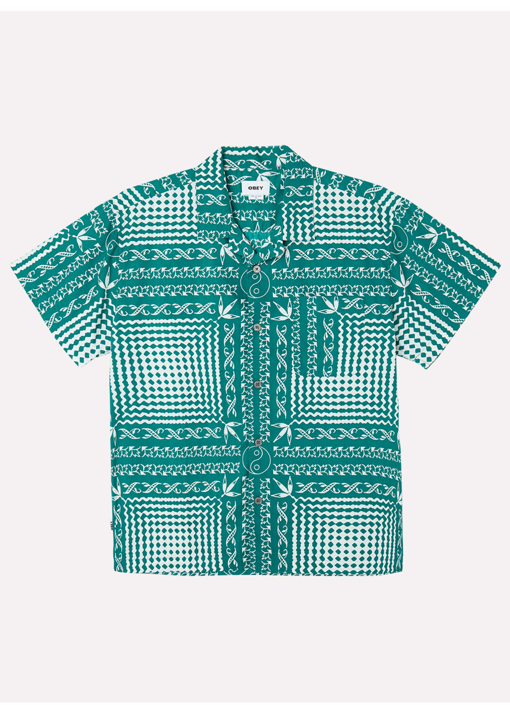 Obey Cortex Woven Shirt Aventurine Green Multi 181210406-ATG