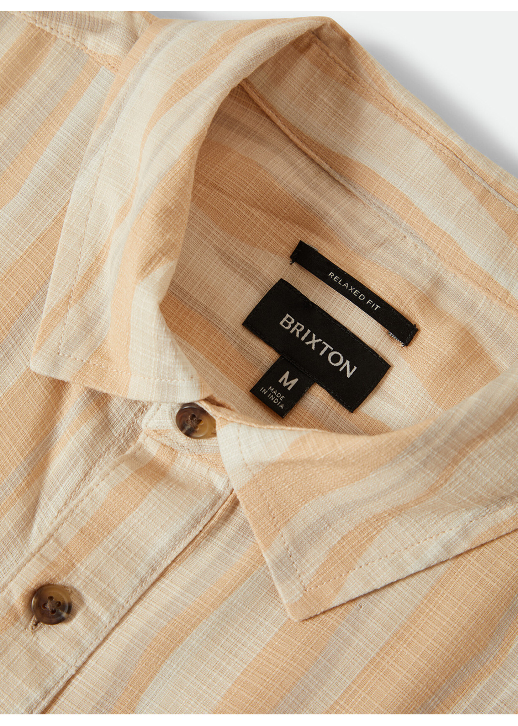 Brixton Cru Slub S/S Wvn Hazelnut/Painterly Stripe 01443-HZNPS