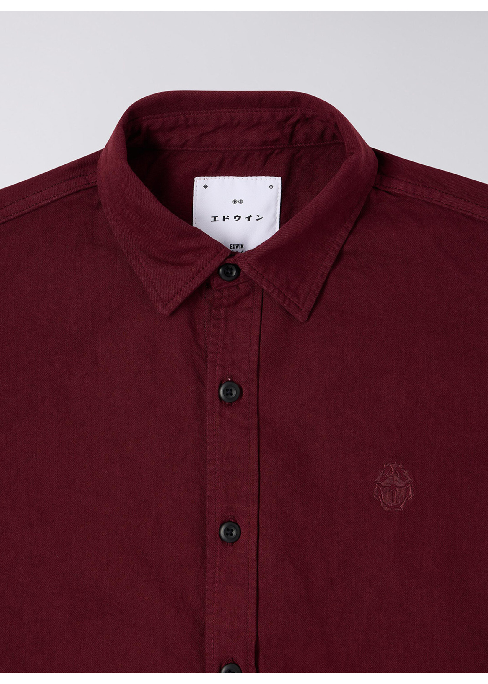 Edwin Sebastian Shirt LS Windsor Wine Garment Dyed I035056