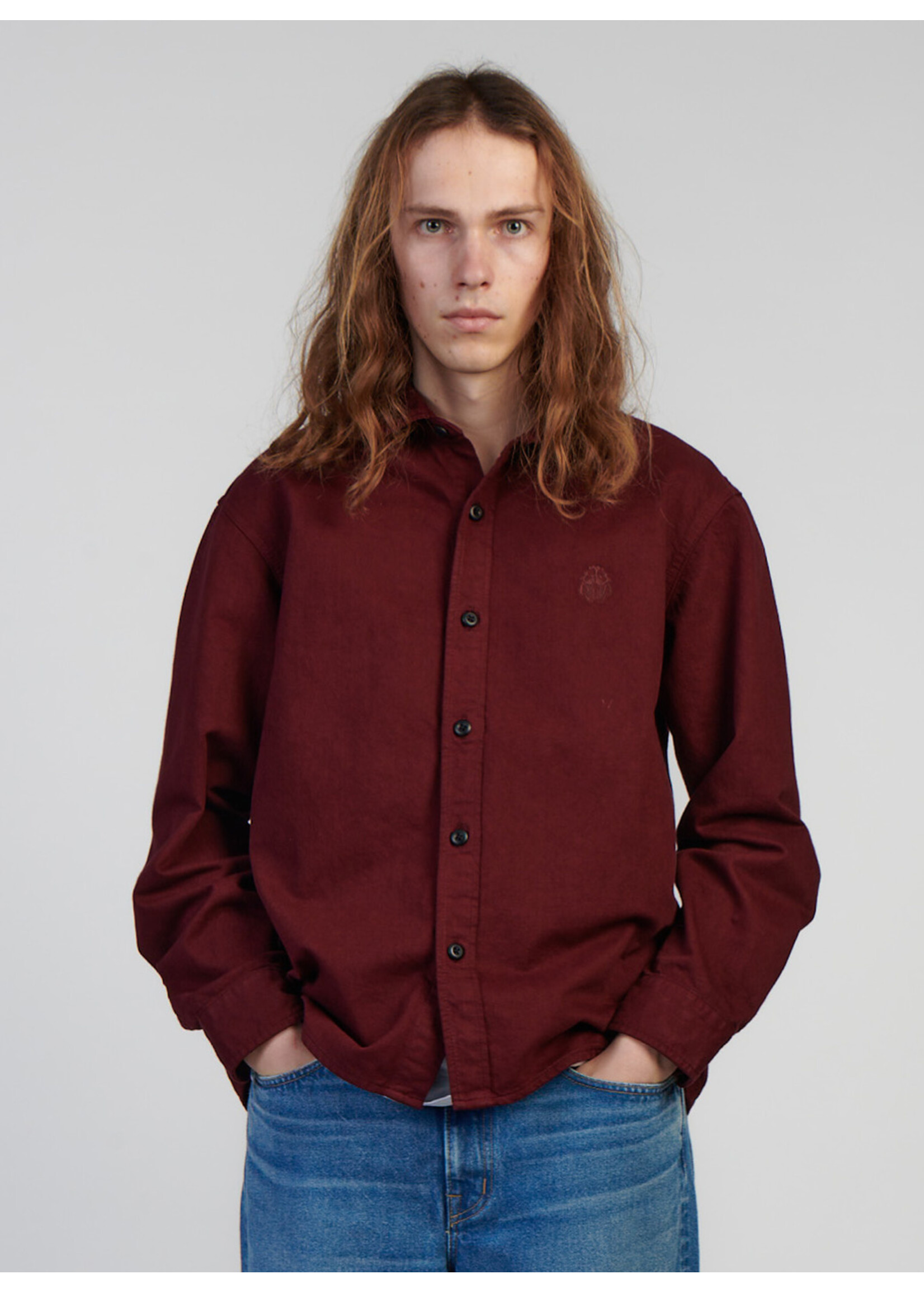 Edwin Sebastian Shirt LS Windsor Wine Garment Dyed I035056