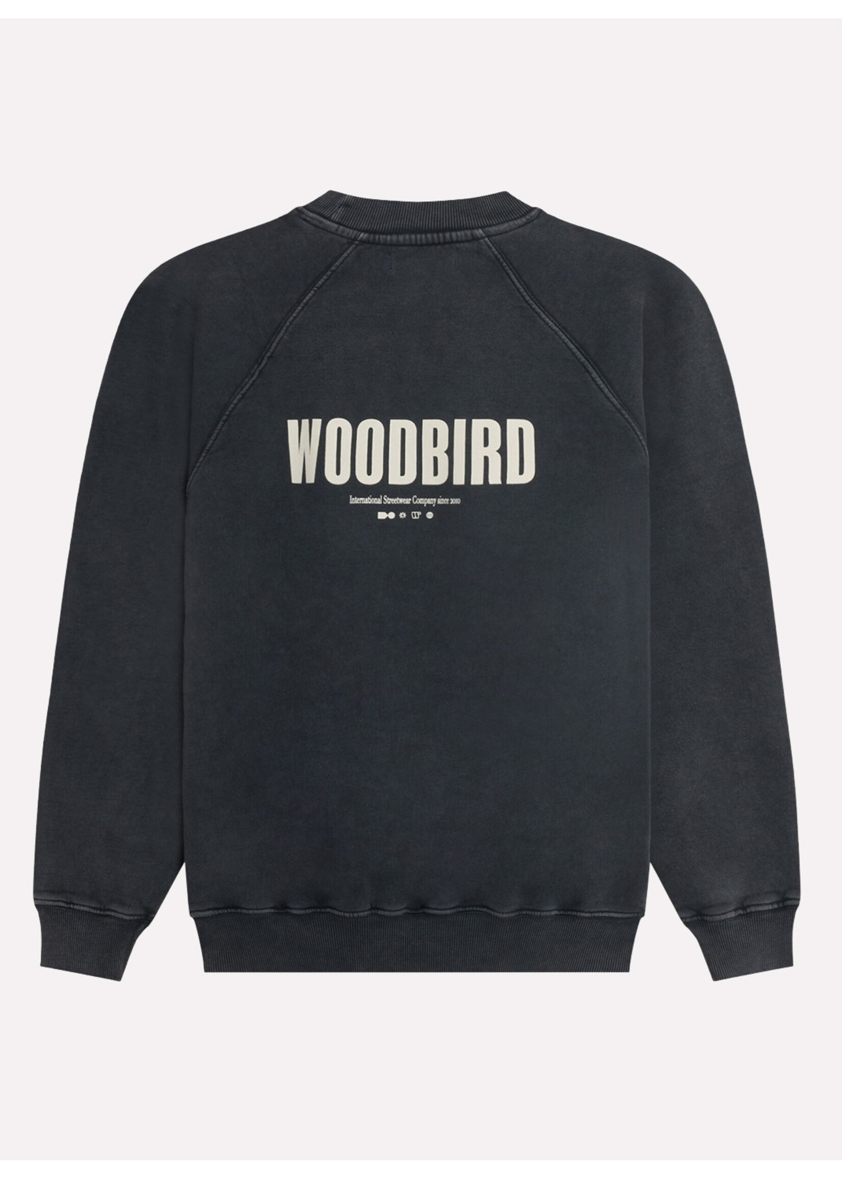 Woodbird WBZhang Washed Logo Crew Black 2446-652
