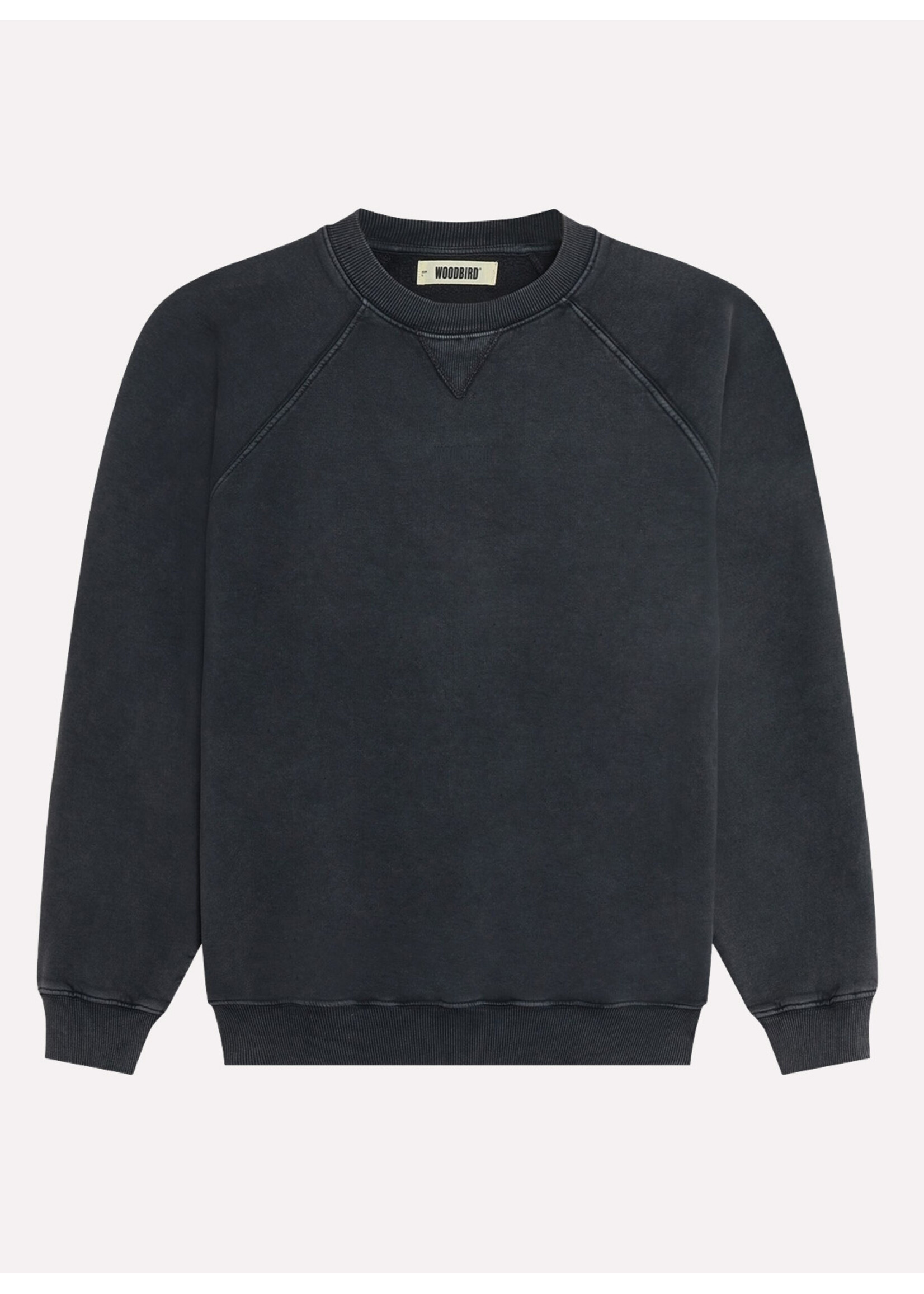 Woodbird WBZhang Washed Logo Crew Black 2446-652