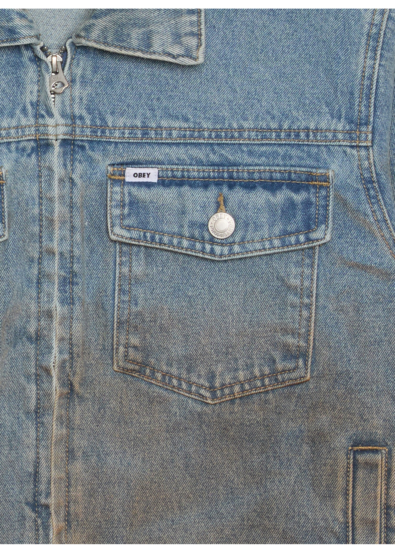 Obey Obey Base Trucker Jacket Heavy Vintage Light Indigo 121800615-HVLI