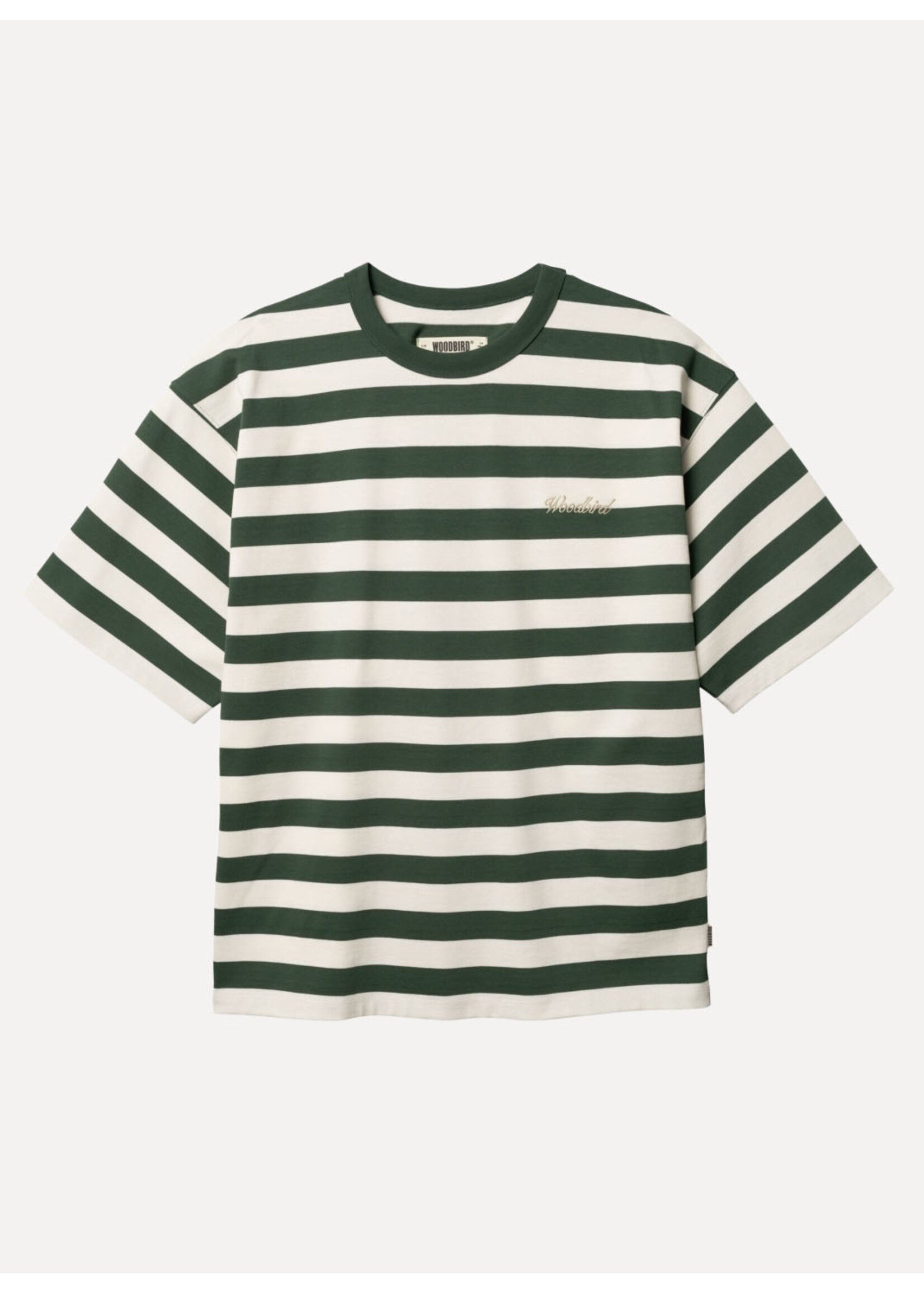 Woodbird WBBeam Stripe Tee Pine Green 2616-408