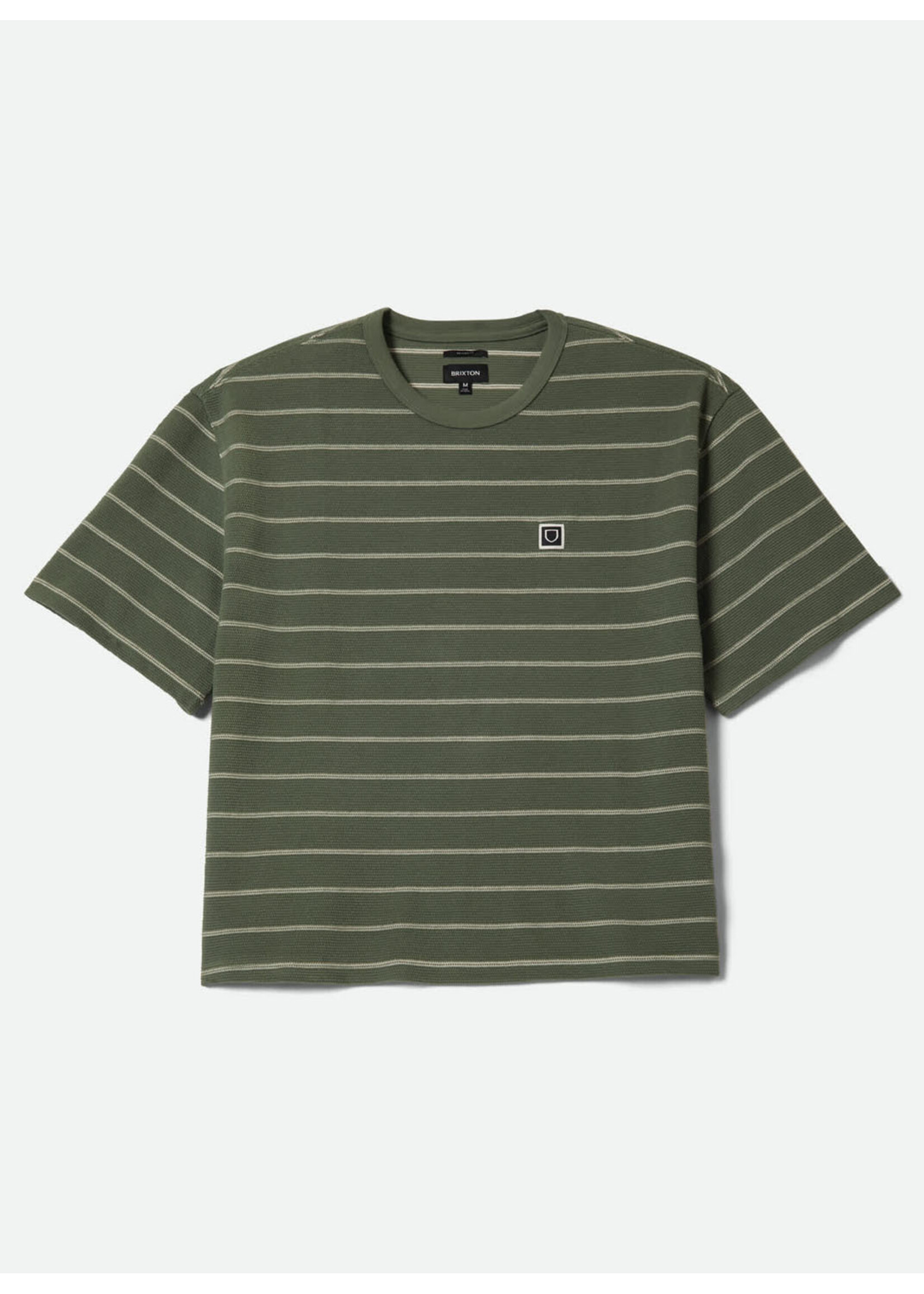 Brixton Shield Pique S/S Boxy Knit Tee Dark Olive/Whitecap 22897-DKOWC