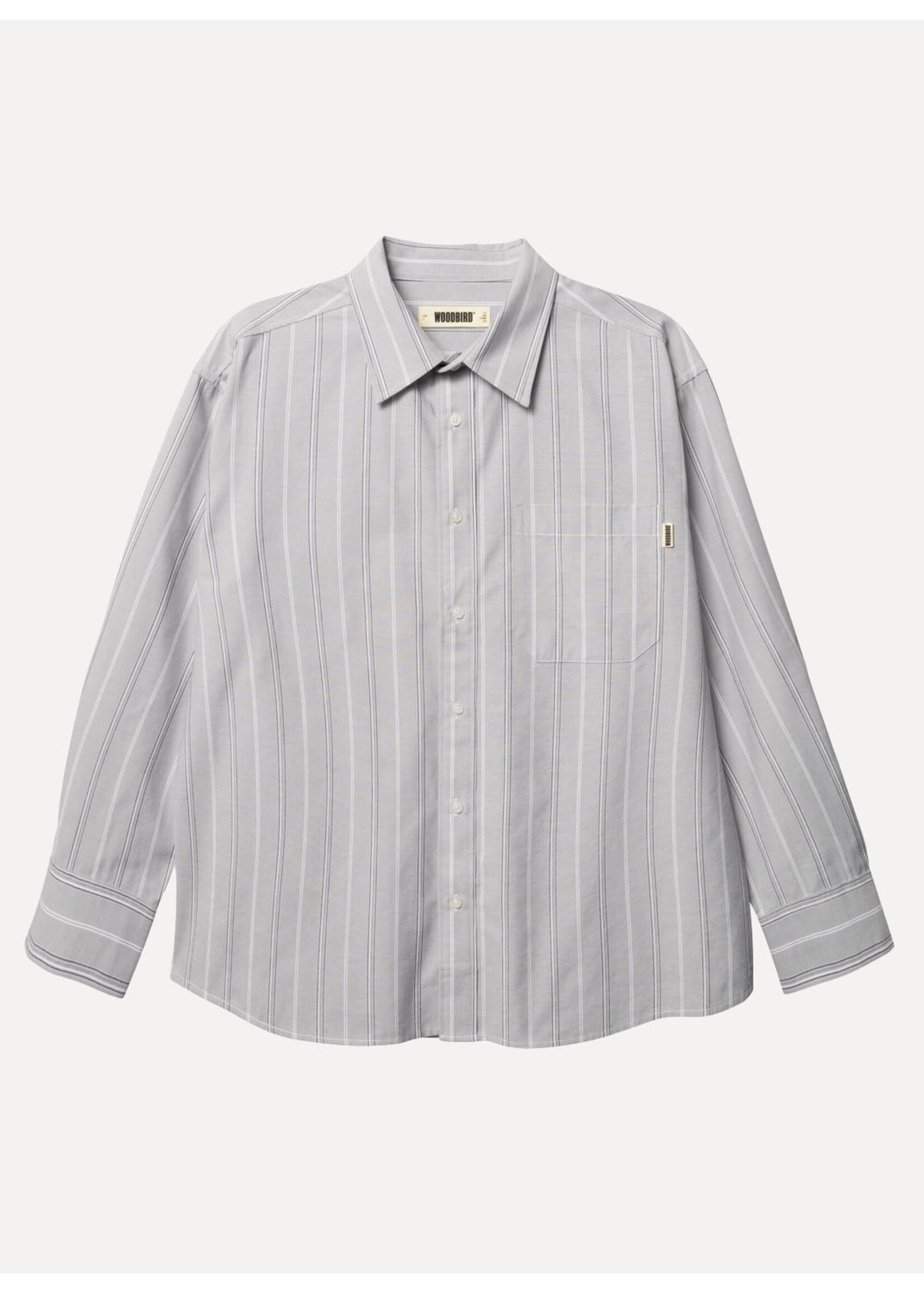 Woodbird WBBuzo Big Stripe Shirt Grey Stripe 2616-710