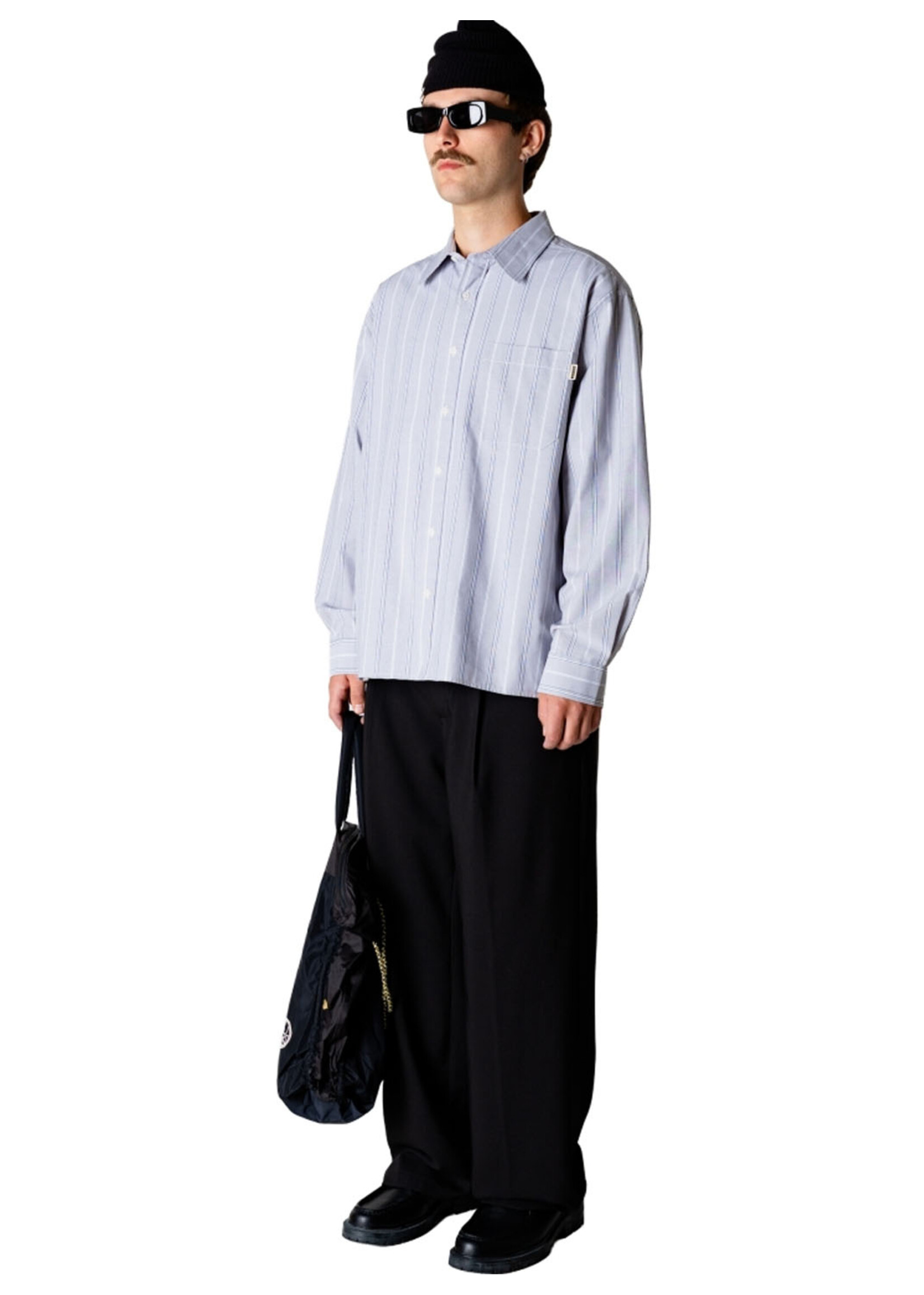 Woodbird WBBuzo Big Stripe Shirt Grey Stripe 2616-710