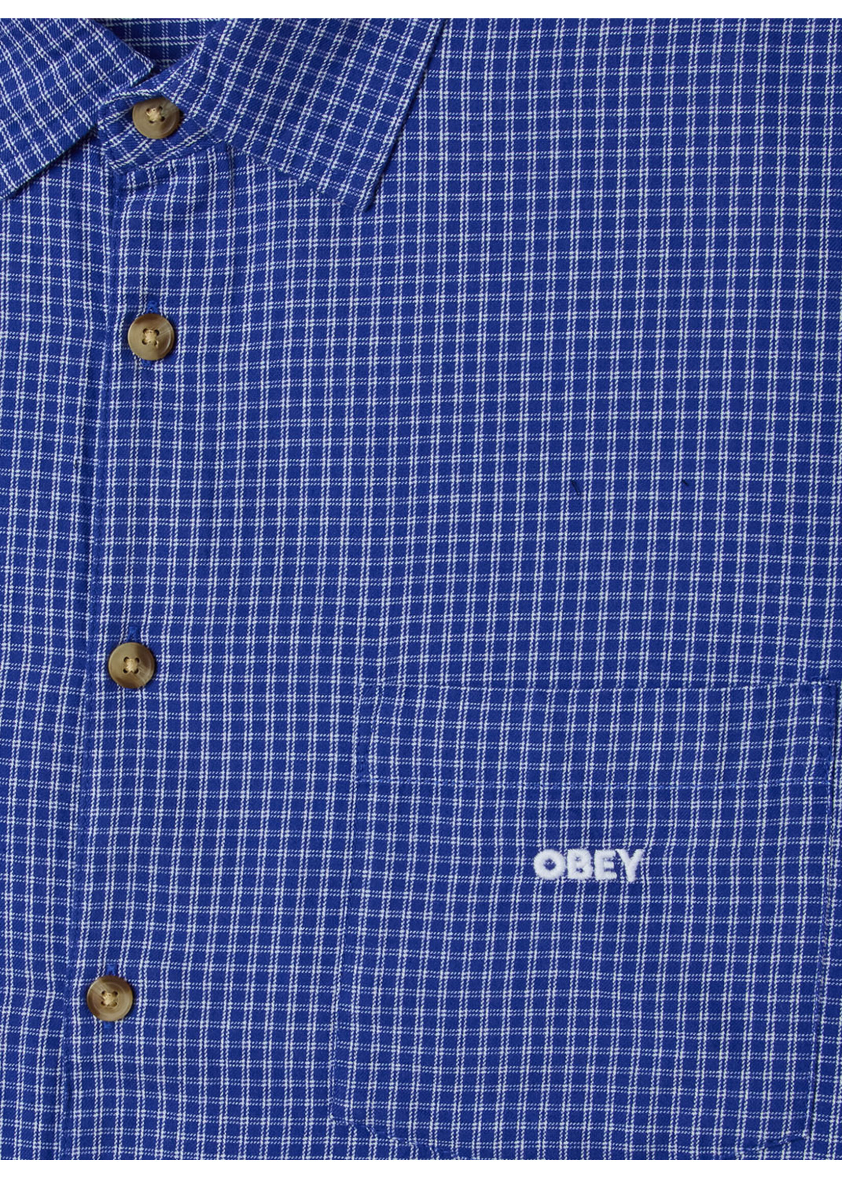 Obey Bigwig Frank Woven Shirt Surf Blue Multi 181210464-SFB