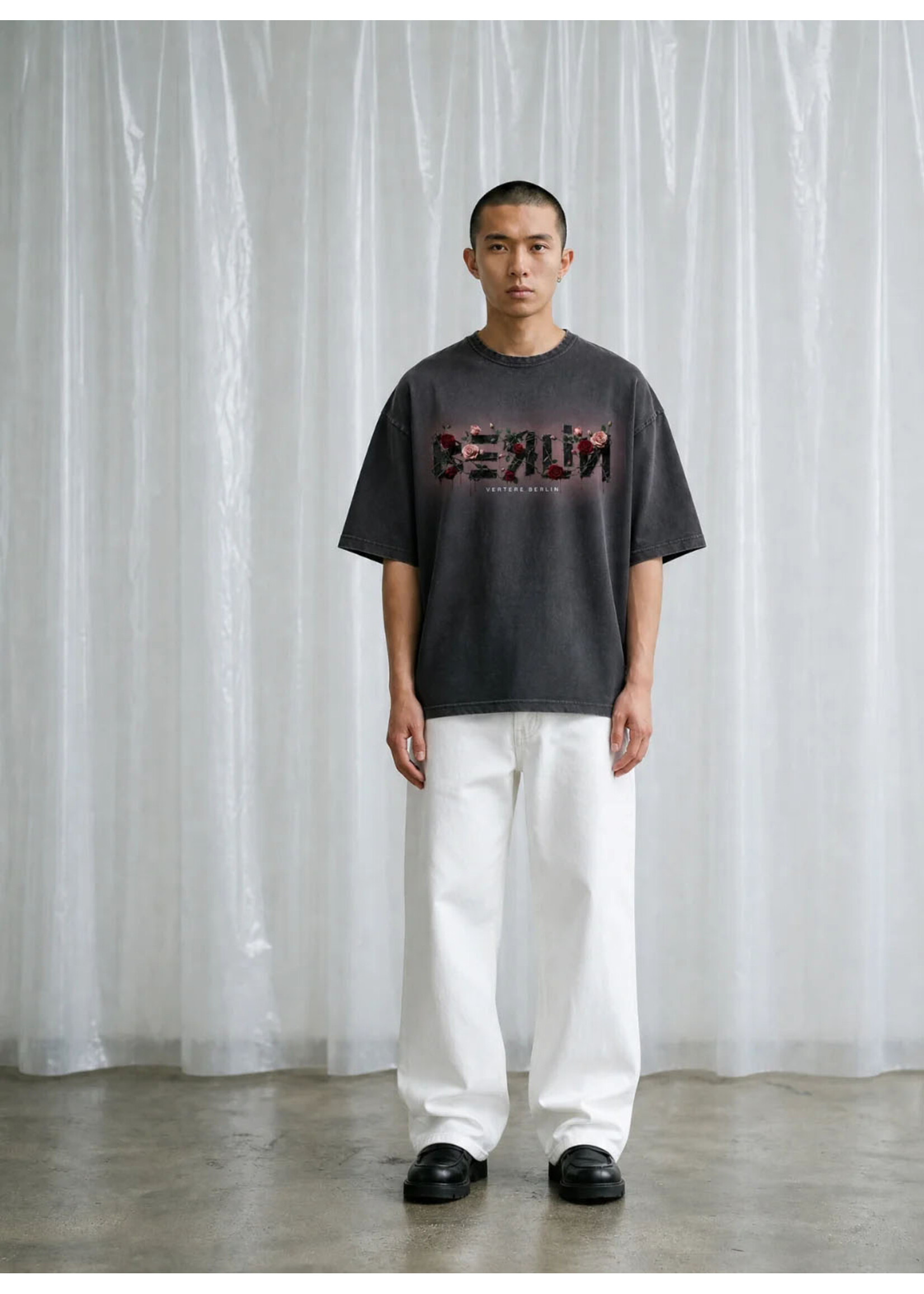 Vertere Berlin Lost Roses T-Shirt Washed Black VER-T361-WSDBLK