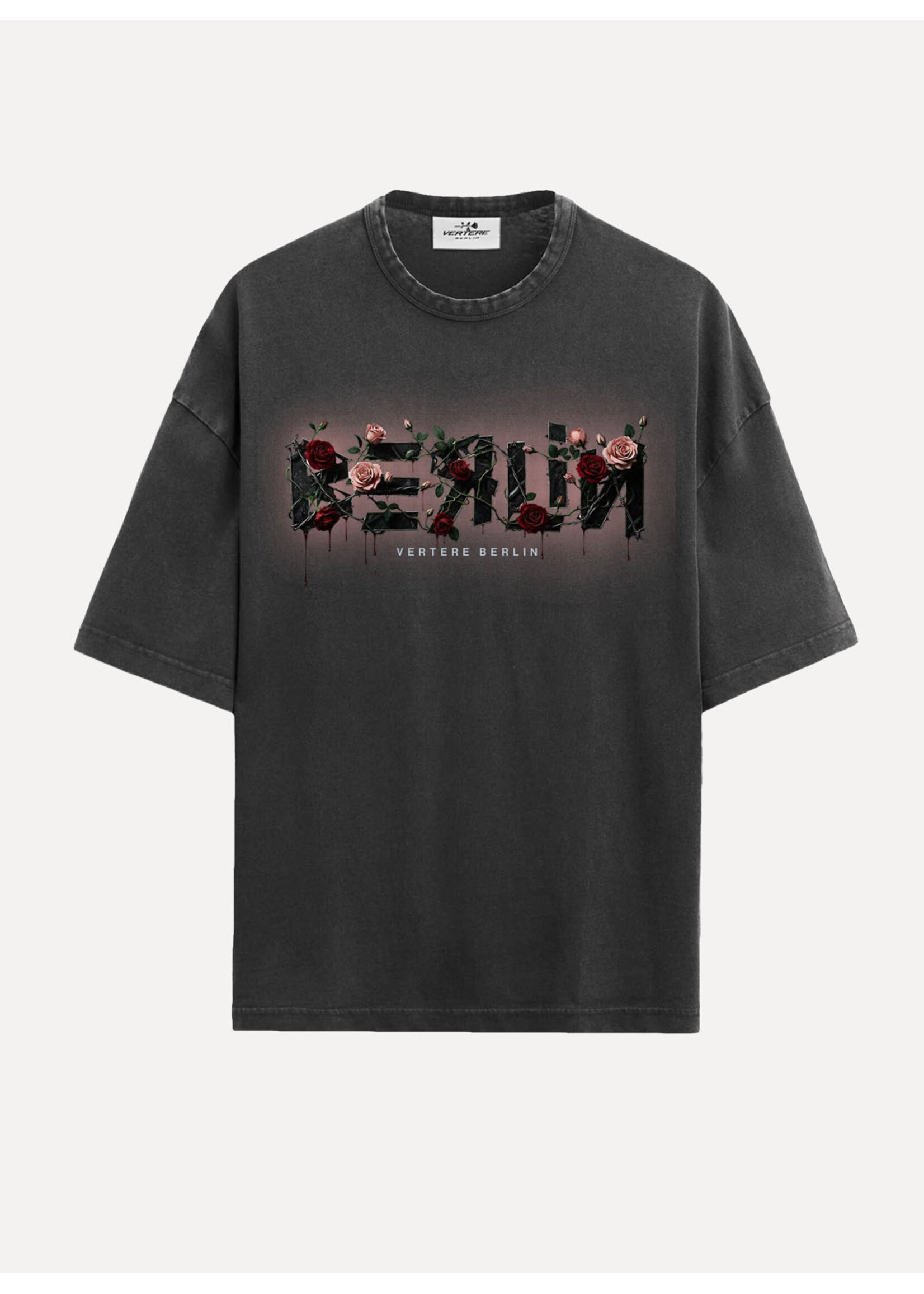 Vertere Berlin Lost Roses T-Shirt Washed Black VER-T361-WSDBLK