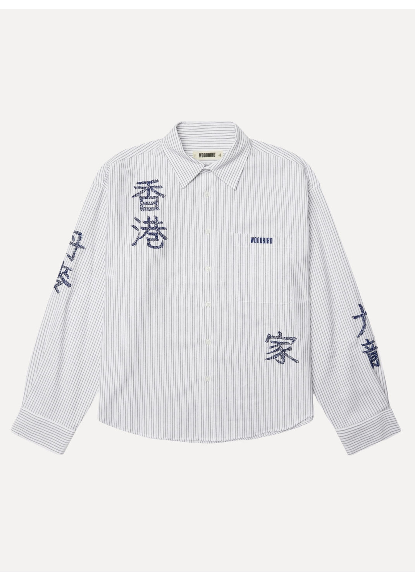 Woodbird WBXing Ox Writing Shirt White-Navy 2636-707