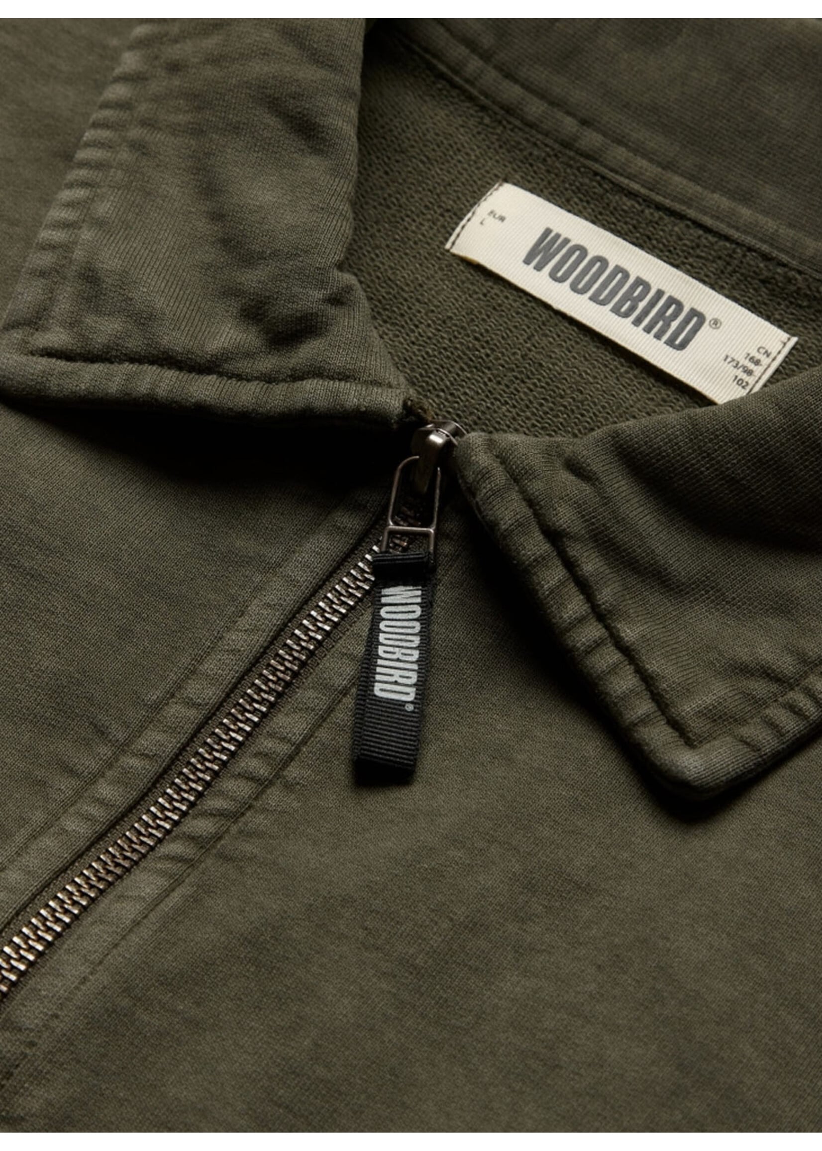 Woodbird WBLoke Washed Zip Polo Dark Olive 2636-610