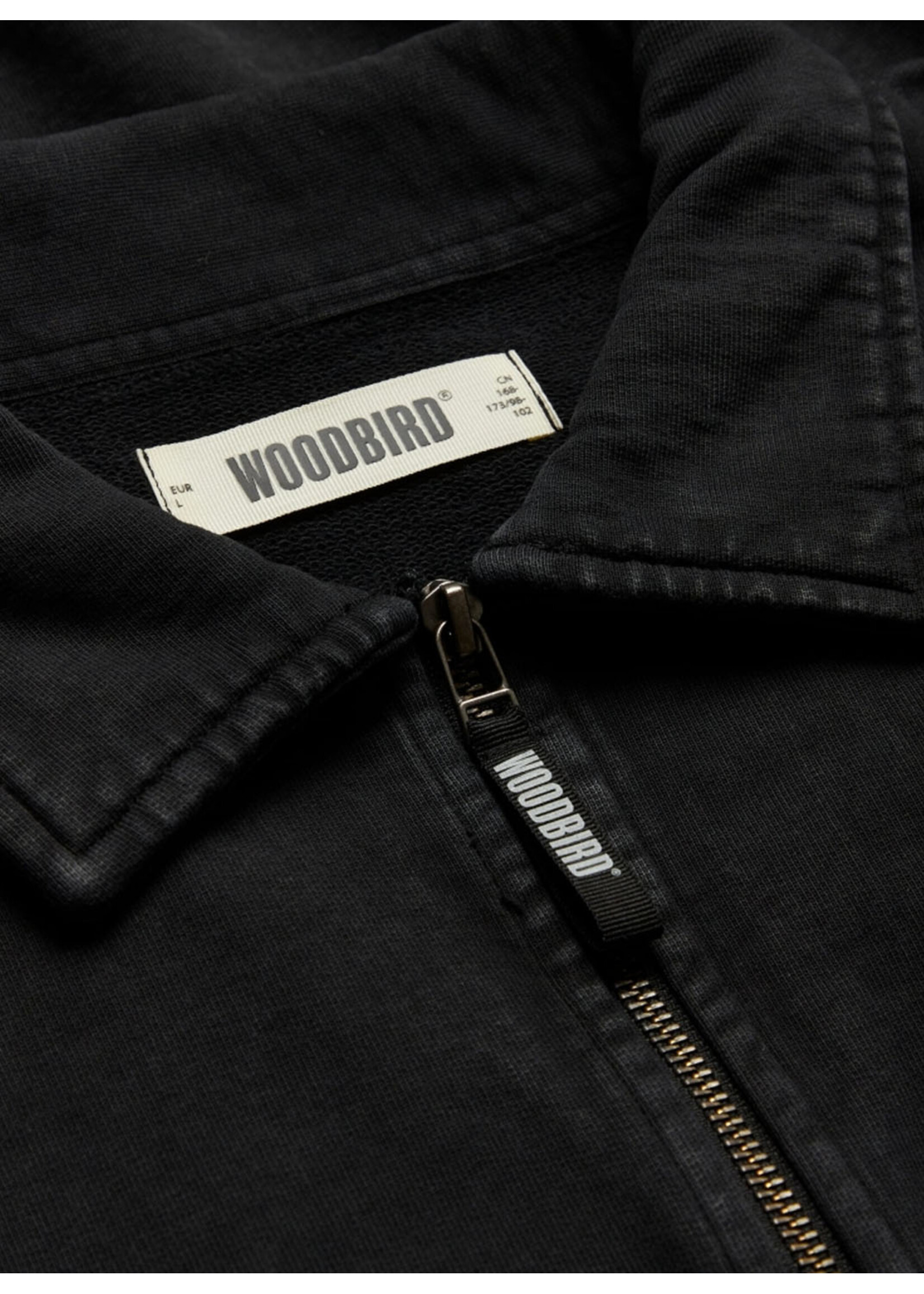 Woodbird WBLoke Washed Zip Polo Black 2636-610