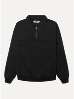 Woodbird WBLoke Washed Zip Polo Black 2636-610