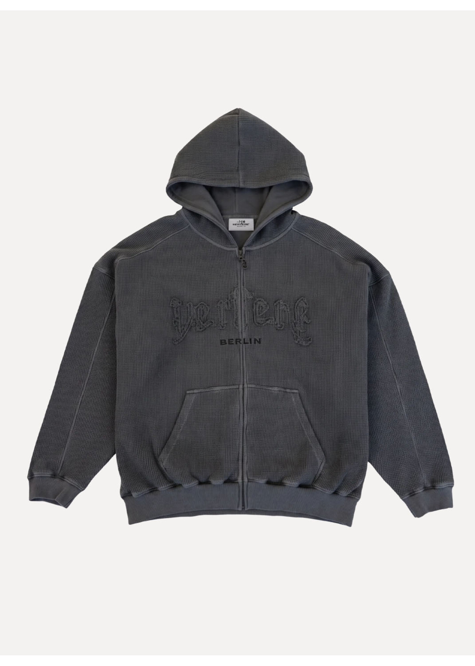 Vertere Berlin Stone Logo Zip Hoodie Washed Black VER-H141-WSDBLK