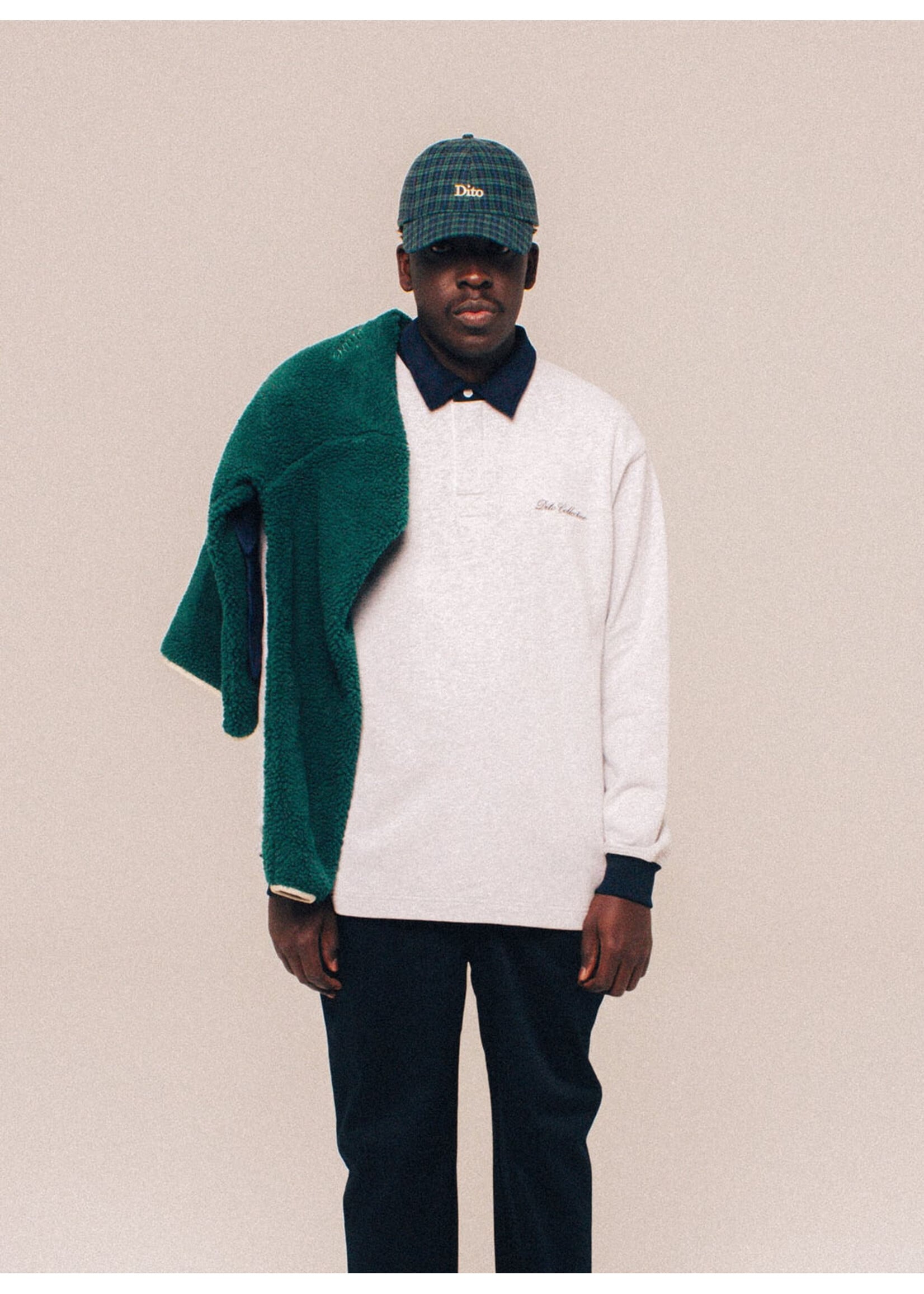 Dito Collective Courduroy Collar Rugby Polo Grey