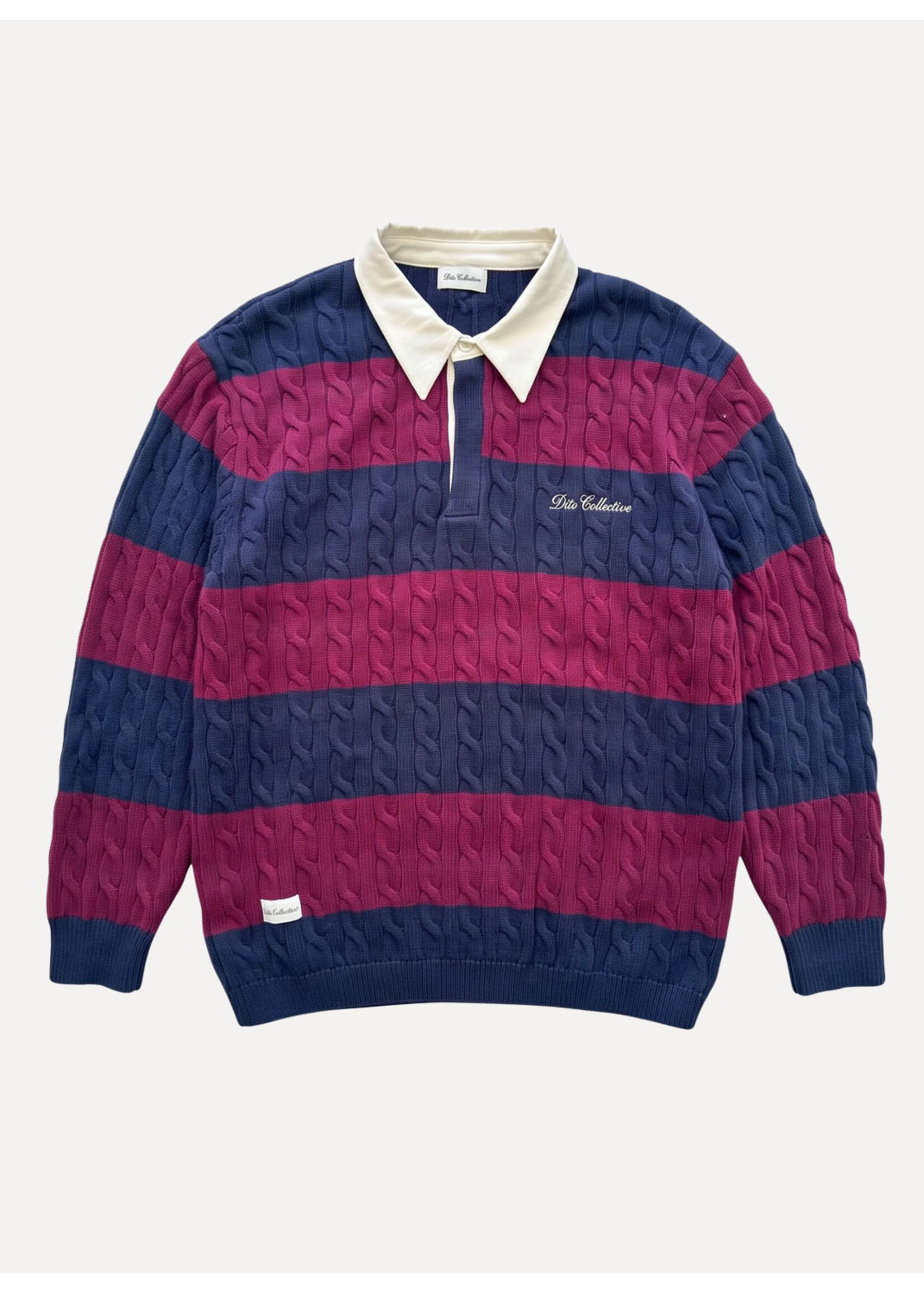Dito Collective Rugby Cable Polo Navy/Burgundy