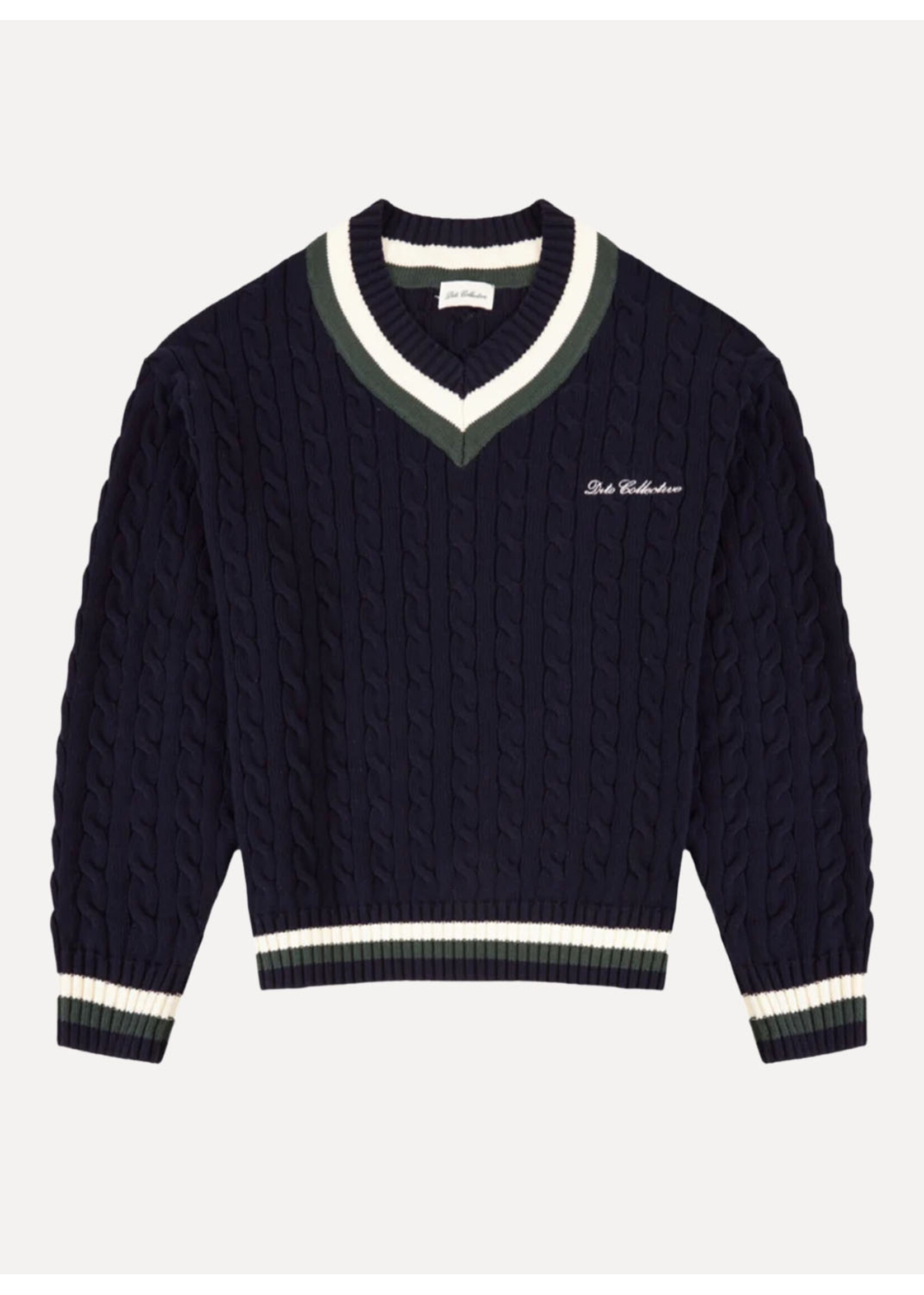 Dito Collective Retro Collar Cable Knit Navy