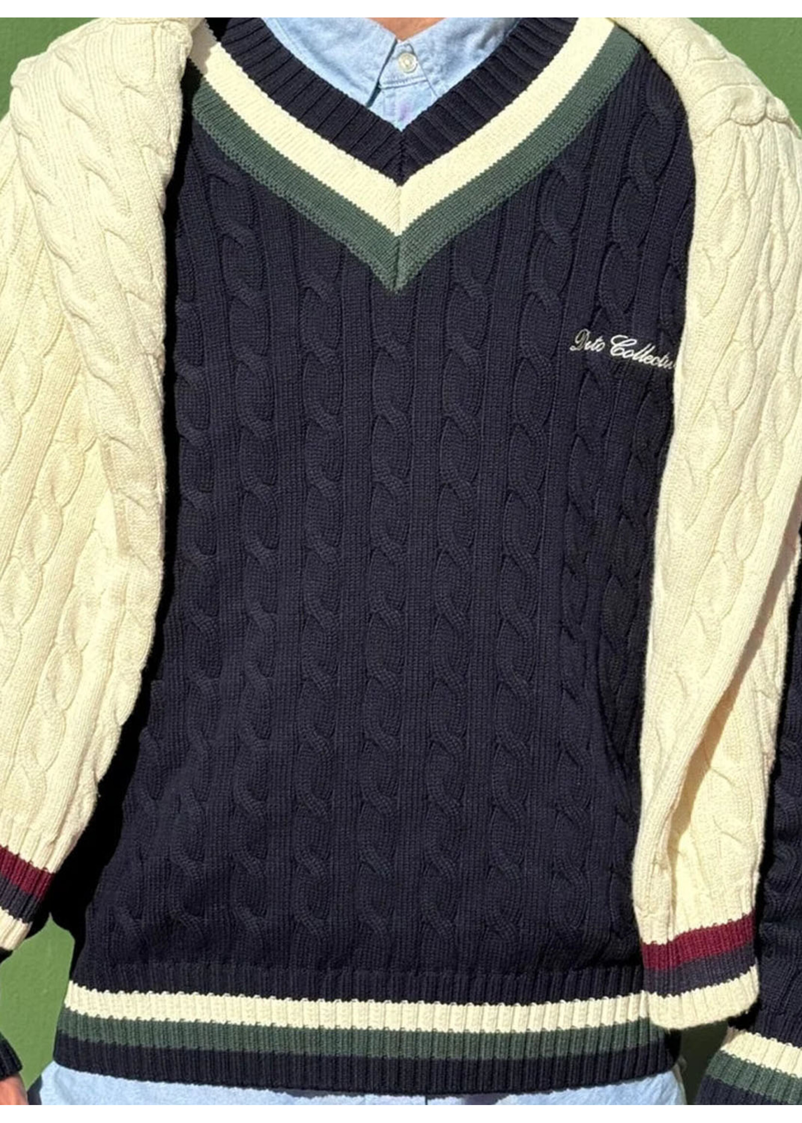 Dito Collective Retro Collar Cable Knit Navy