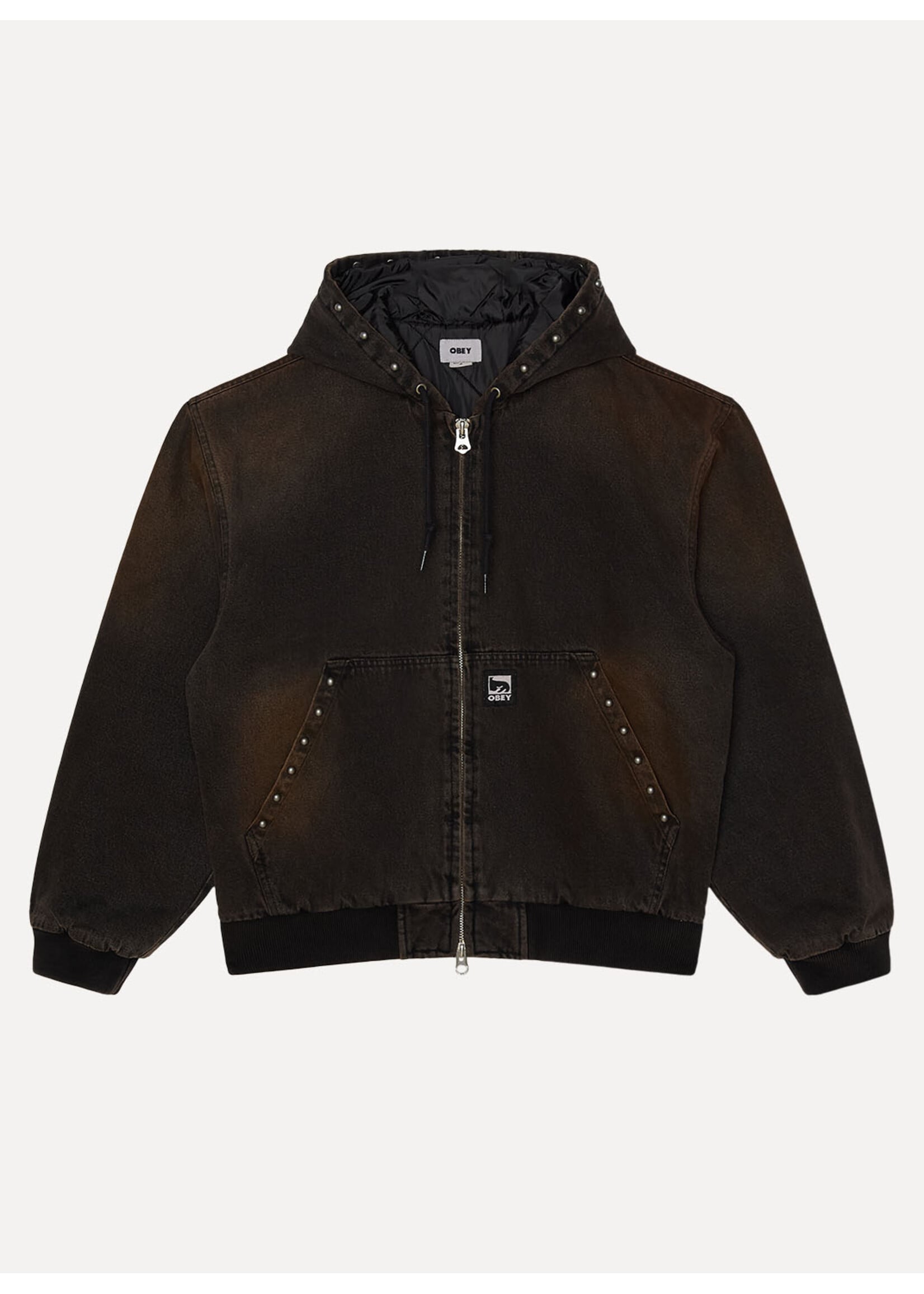 Obey Obey Studded Zip Up Jacket Black Rust Wash 121800633-BRU