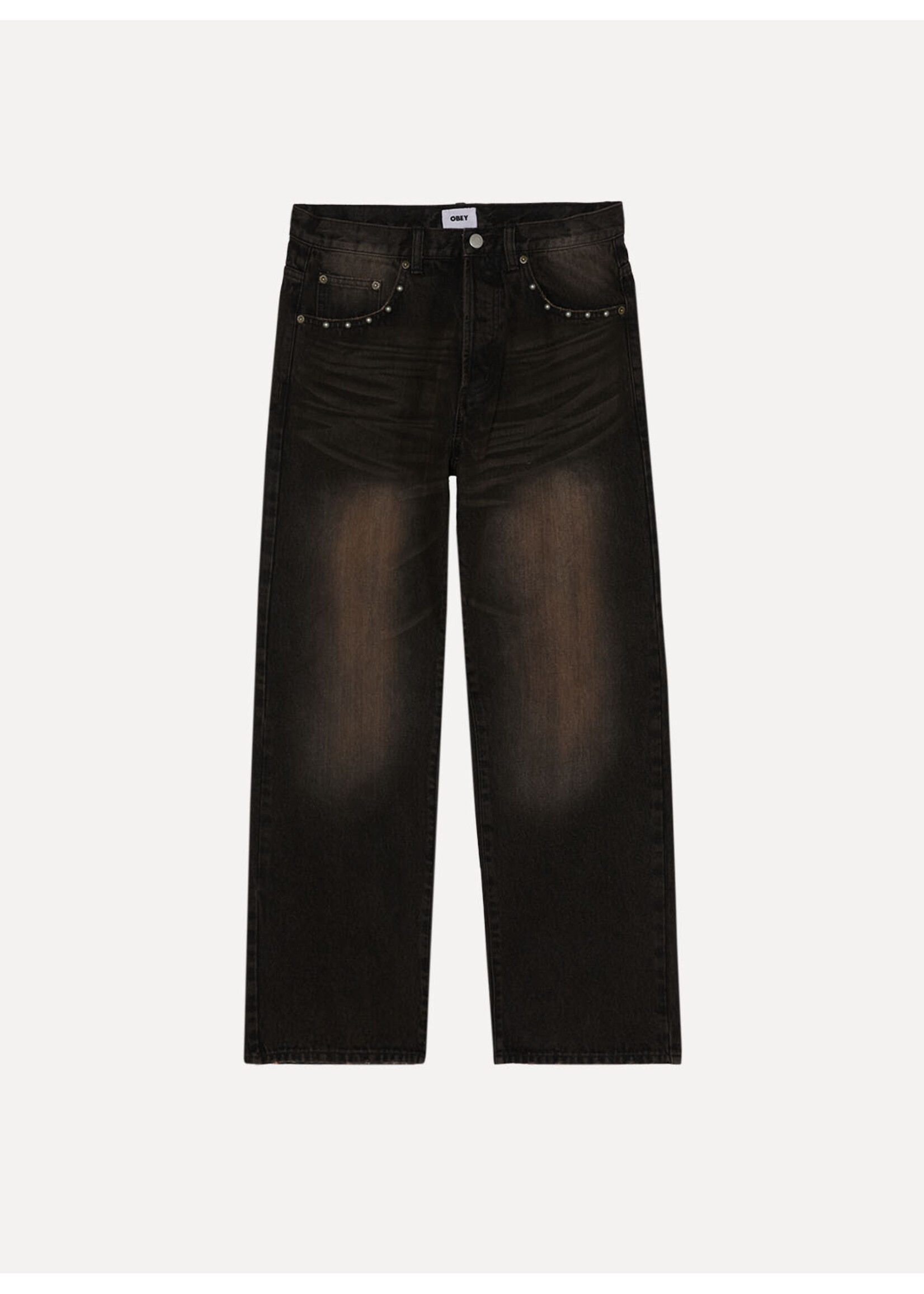 Wemoto Studded Boxcar Straight Leg Denim Black Rust Wash 142010121-BRU