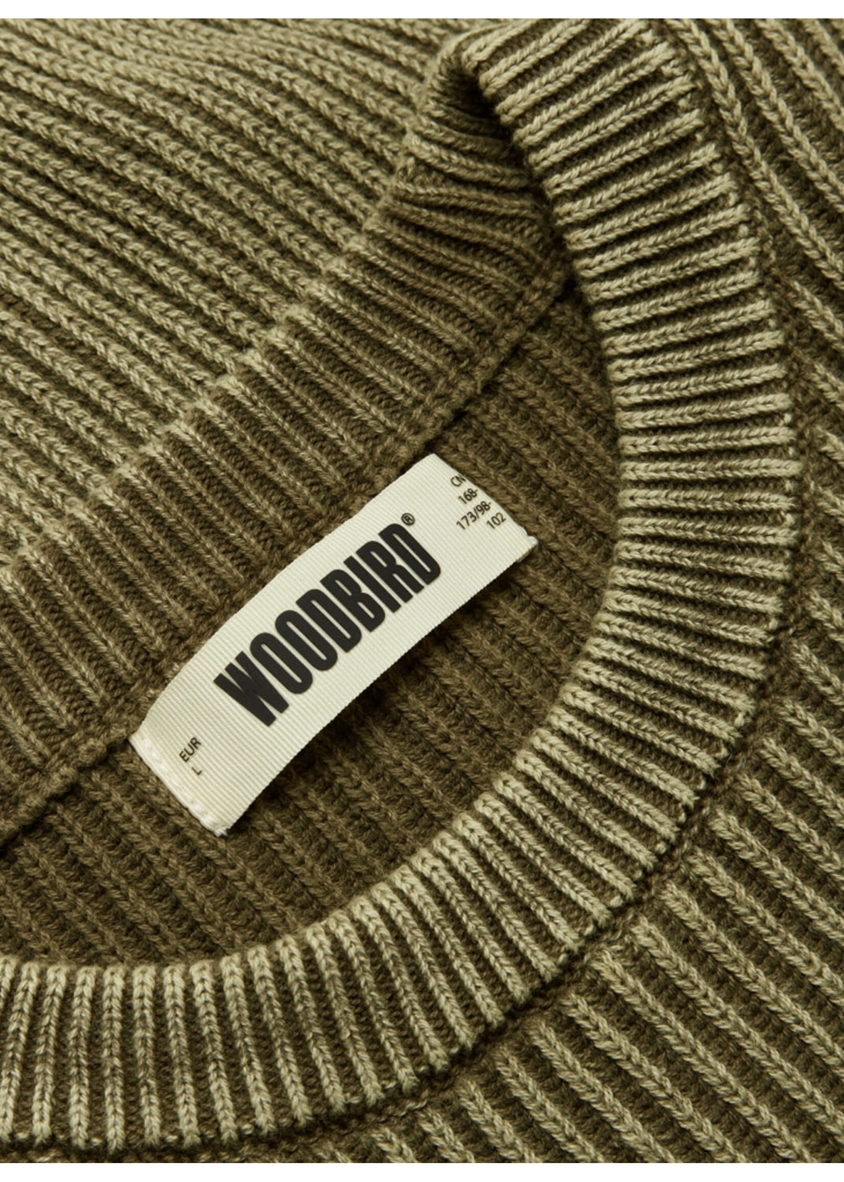 Woodbird WBSake Washed Crew Dark Olive 2636-805