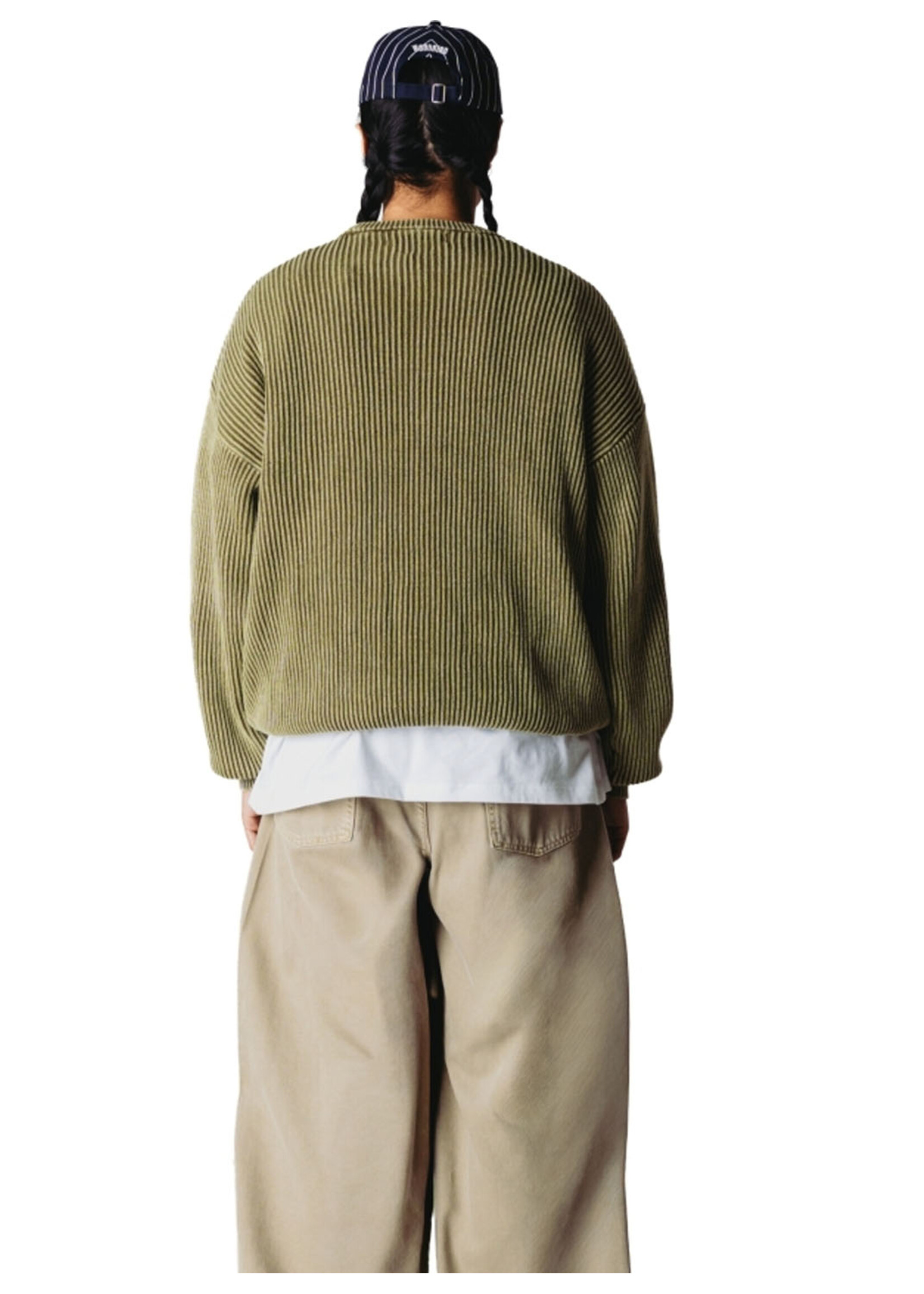 Woodbird WBSake Washed Crew Dark Olive 2636-805