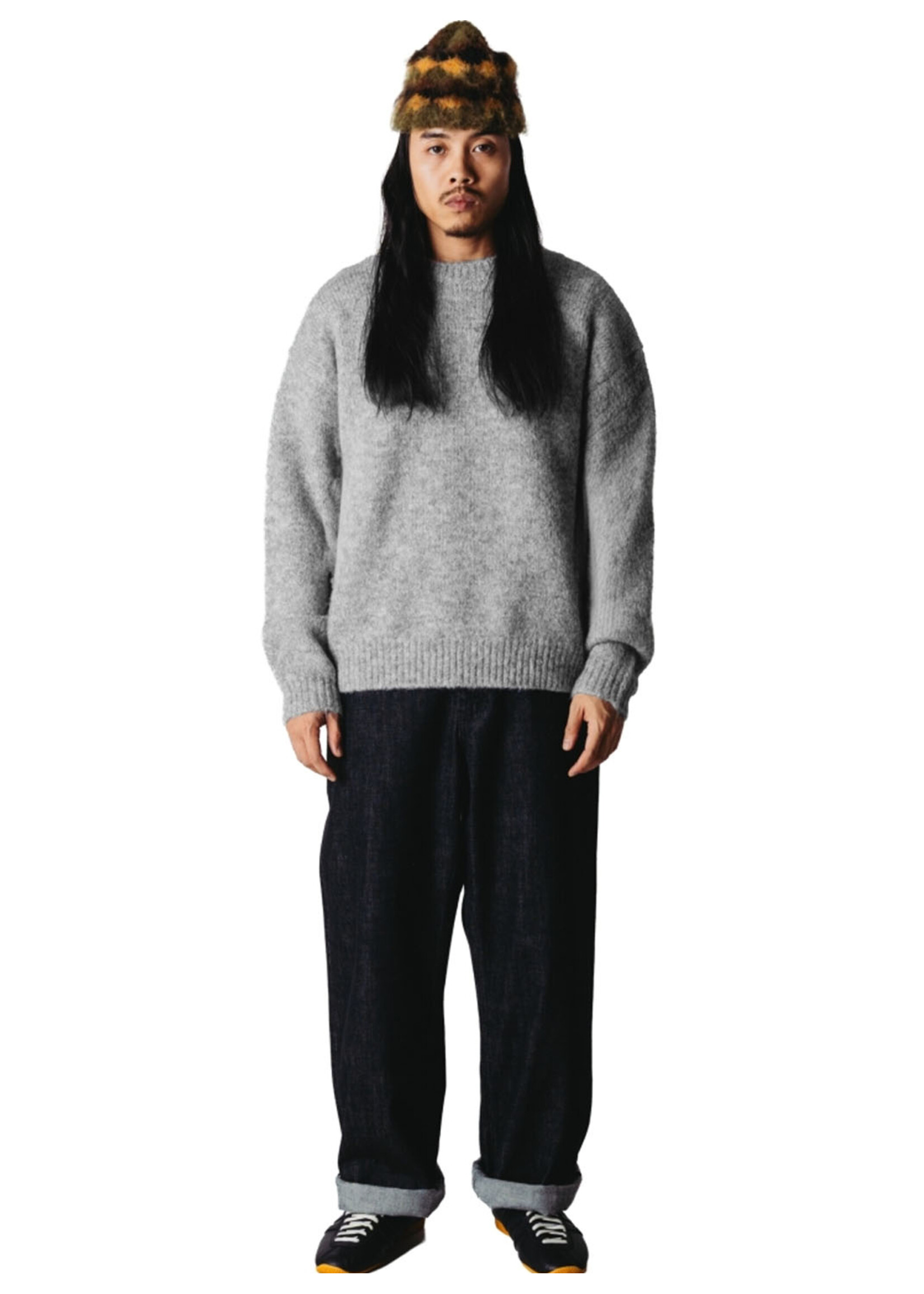 Woodbird WBKurt Mohairy Crew Dark Grey Melange 2636-802