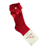Meia Pata Knee highs  Satin bow/Pearl Red