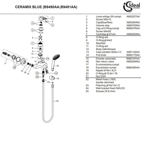 IdealStandard Ideal Standard Ceramix B9490AA onderdelen