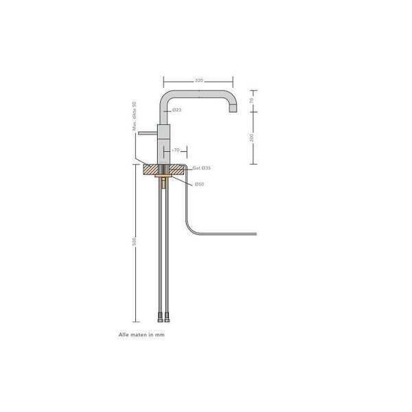 Quooker Nordic Square Twintaps Losse Mengkraan Chroom Vervangingsmarkt