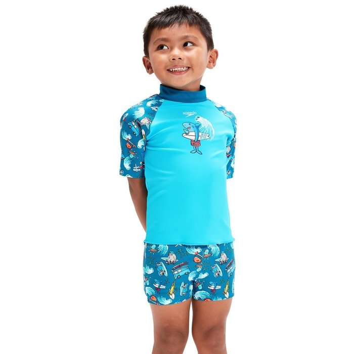 Speedo SH SLEEVE PR RASH TOP SET BLU