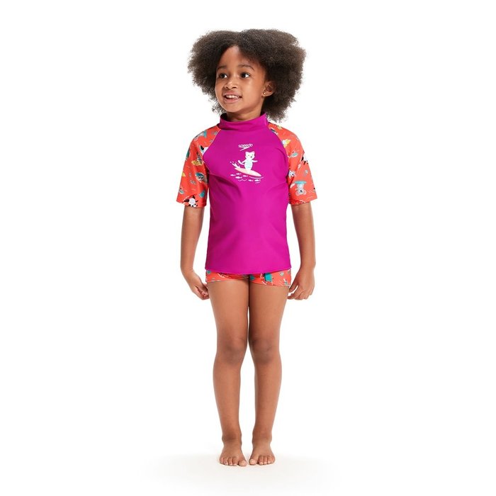 Speedo DIG SH SLEEVE RASH TOP SET PUR/PIN