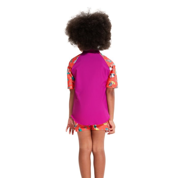 Speedo DIG SH SLEEVE RASH TOP SET PUR/PIN