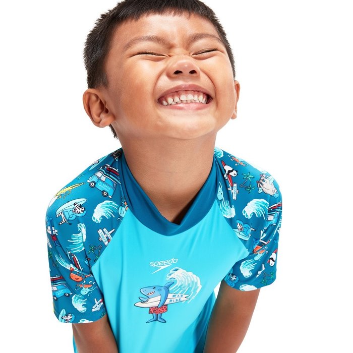 Speedo SH SLEEVE PR RASH TOP SET BLU