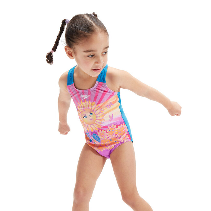 Speedo DIG PRINTED SWIMSUIT PUR/ORA