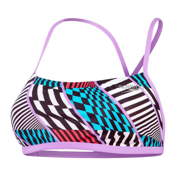 Speedo END+ ALLOV DIG XBACK CROP TOP RED/BLU