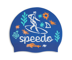 Speedo JUN SLOGAN PRT CAP BLU/WHI P6
