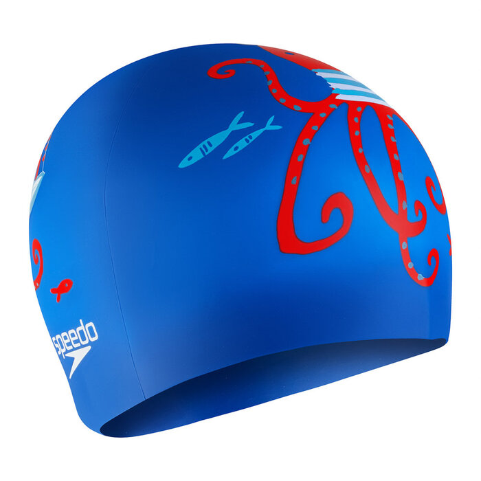 Speedo JUN SLOGAN PRT CAP BLU/RED P6