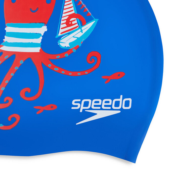 Speedo JUN SLOGAN PRT CAP BLU/RED P6