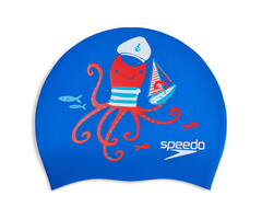 Speedo JUN SLOGAN PRT CAP BLU/RED P6