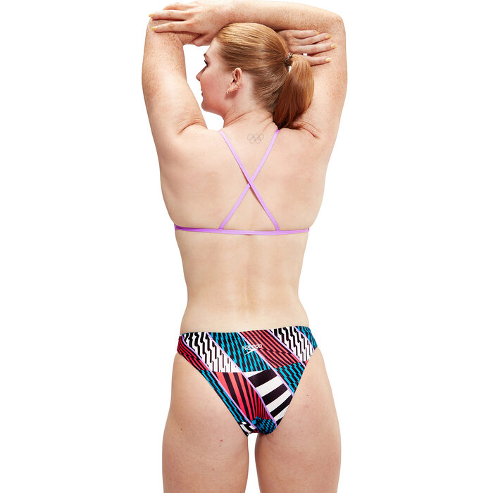 Speedo END+ ALLOV DIG XBACK CROP TOP RED/BLU