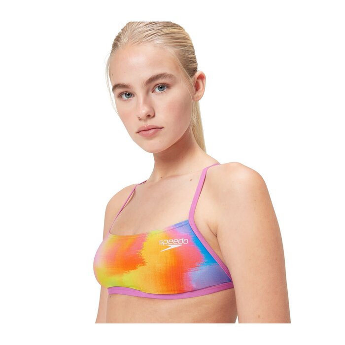 Speedo END+ ALLOV DIG XBACK CROP TOP BLU/PIN