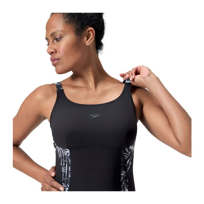 Speedo PRINT SPLICE SHAPING 1P BLA/GRE