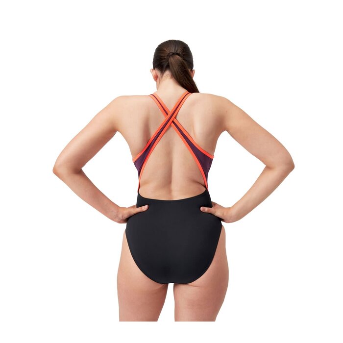 Speedo ECO+ HI NECK SPLICE XB BLA/RED